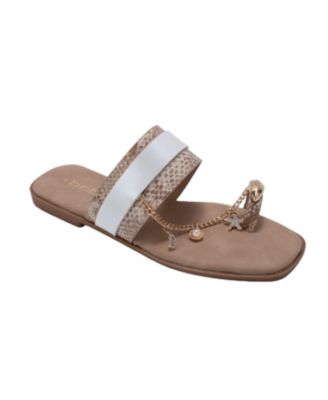 Women s Thong Sandals with Charm Chain Detail Flat Slip-On Summer Sandals