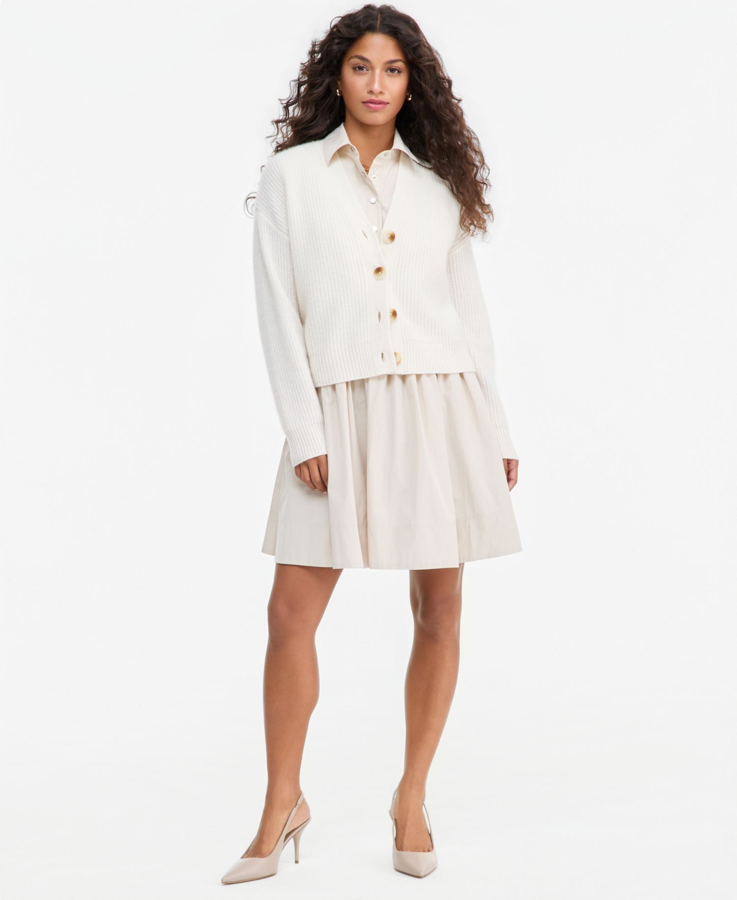 Petite 100% Cashmere Shaker Stitch V-Neck Cardigan Sweater