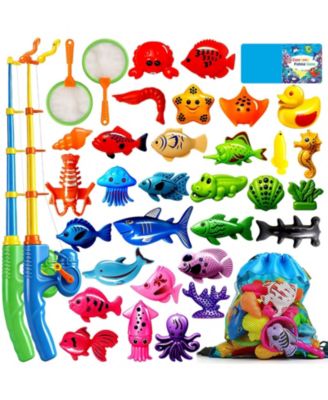 30 Fishes Fishing Game Water Table Bathtub Pool Toy Pole Rod Net Floating Fish Bath Gift