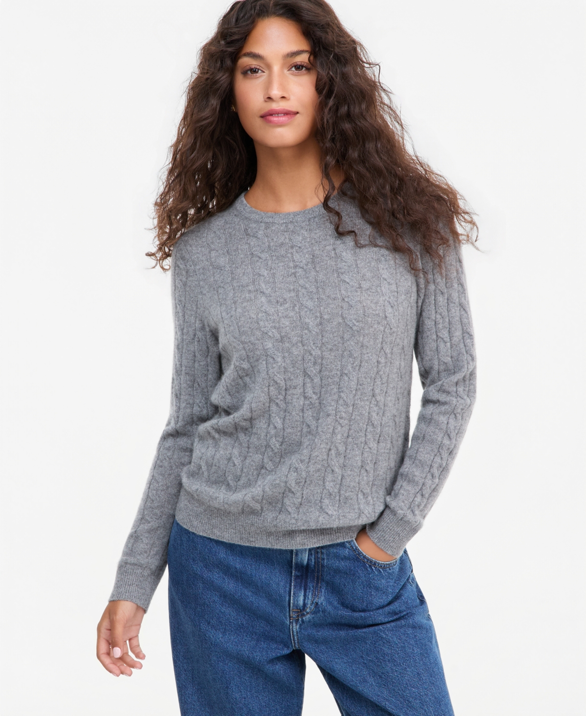 Charter Club Petite Cashmere Cable-Knit Crewneck Long-Sleeve Sweater, Macy's Exclusive