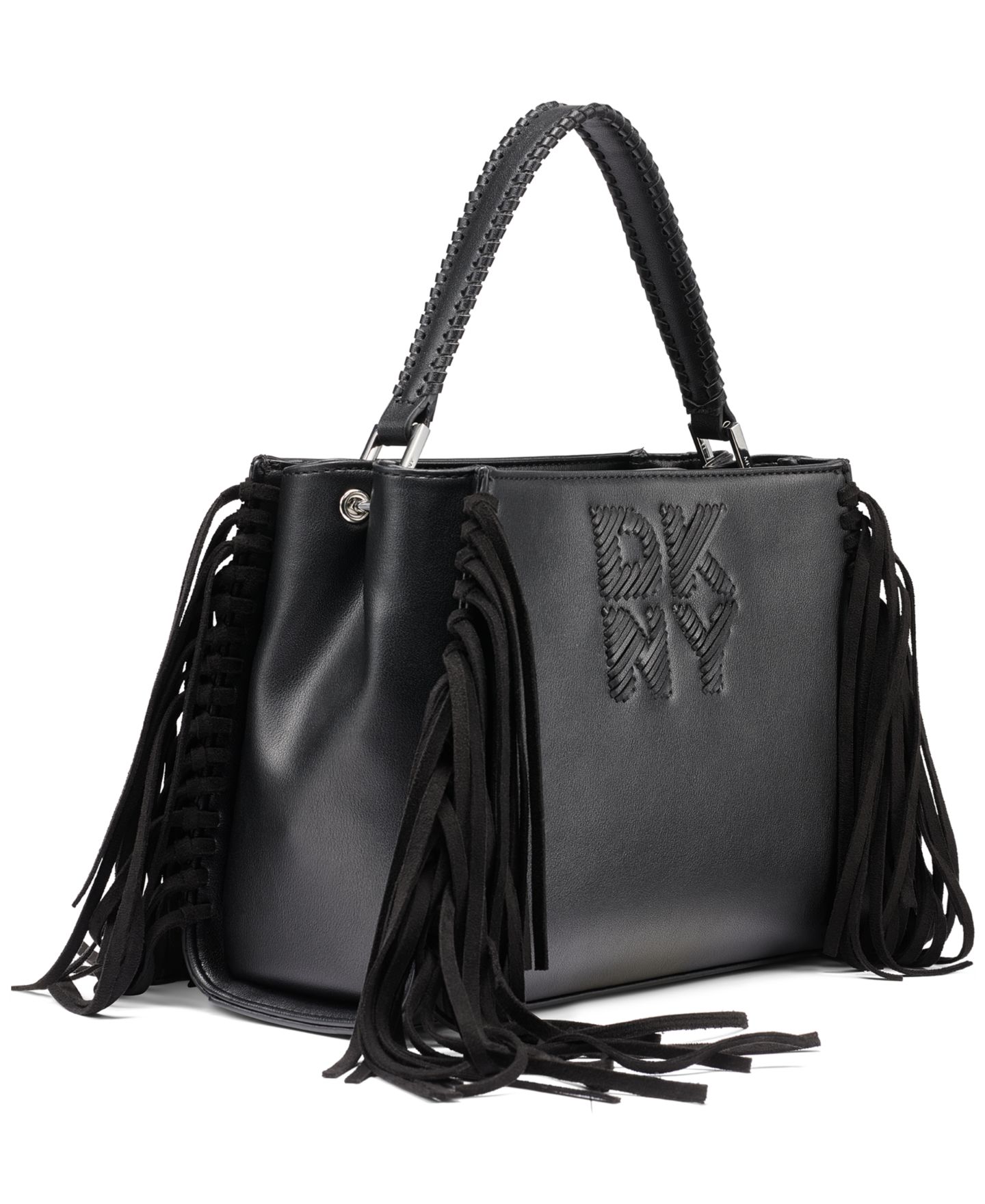 Женская сумка DKNY Foster Magnetic Snap Extra-Large Satchel Handbag, цвет: Чёрный / Серебряный — фото 3