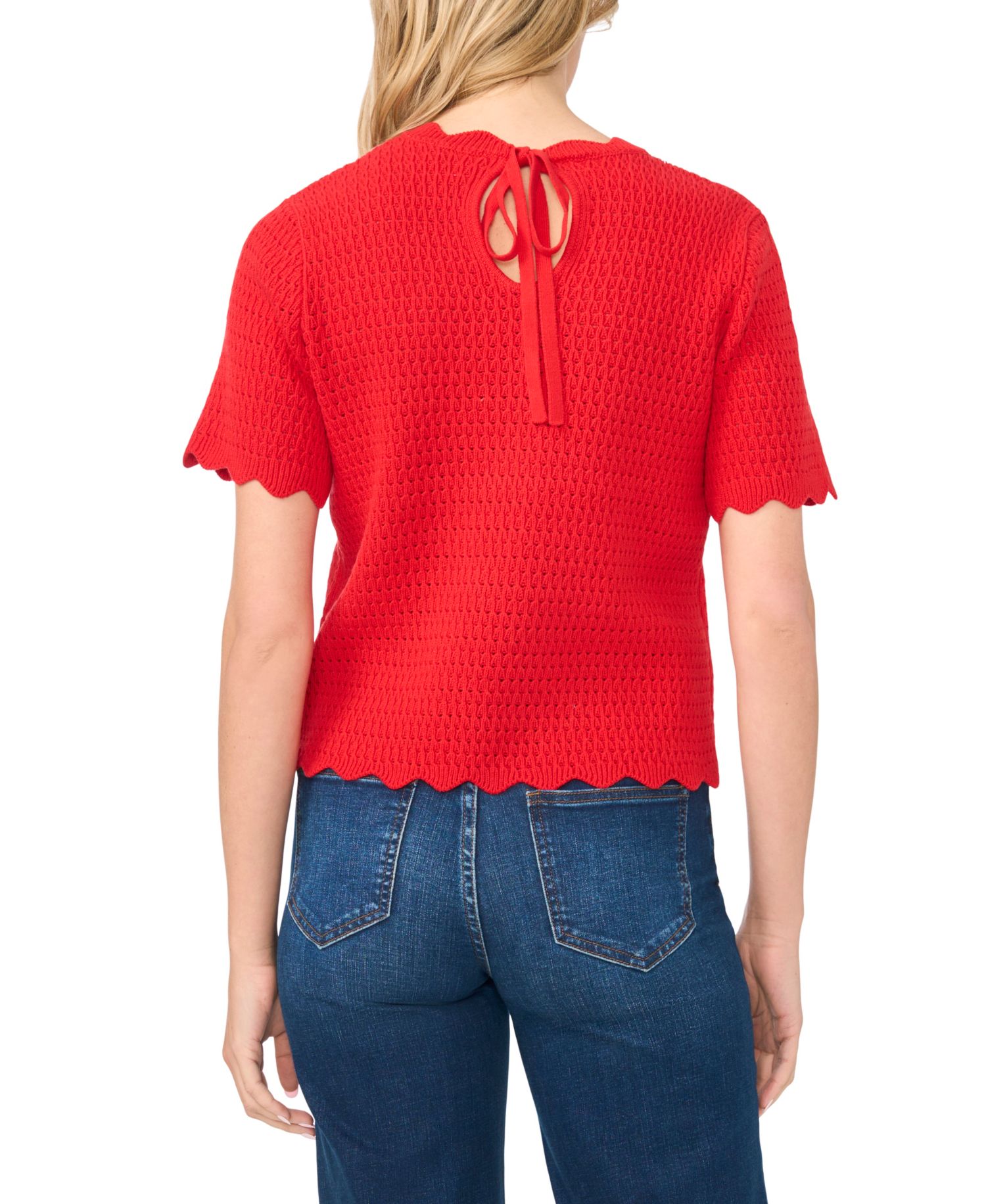 Women's Pointelle Short-Sleeve Crewneck Top