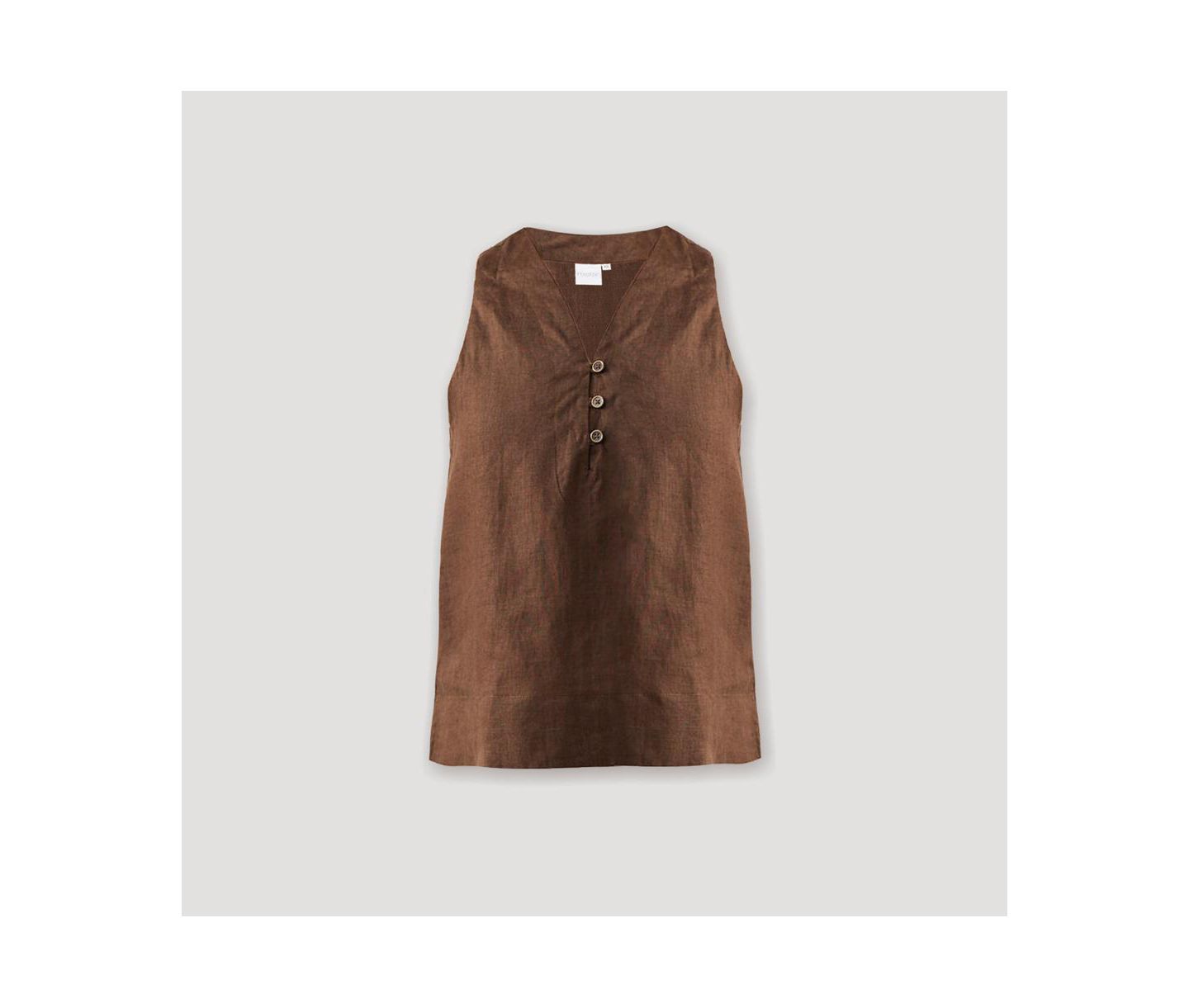 Женский топ Reistor Button Neck, цвет: Шоколадный коричневый — фото 2