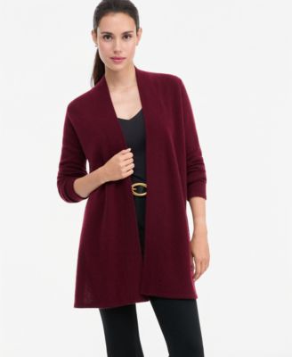 Petite Open Front Cashmere Cardigan with Side Slits
