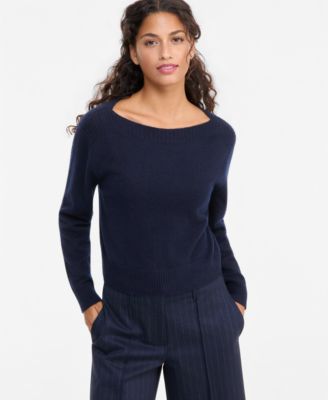 Women's Petite Cashmere Boat-Neck Sweater