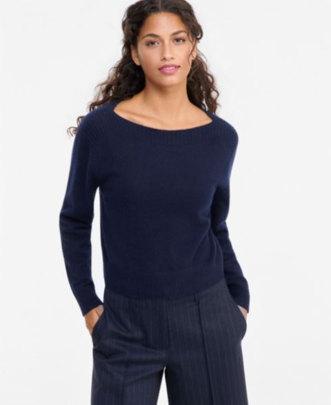 Женский свитер Charter Club 100% Cashmere Long Sleeve Boatneck, цвет: Тёмно-синий