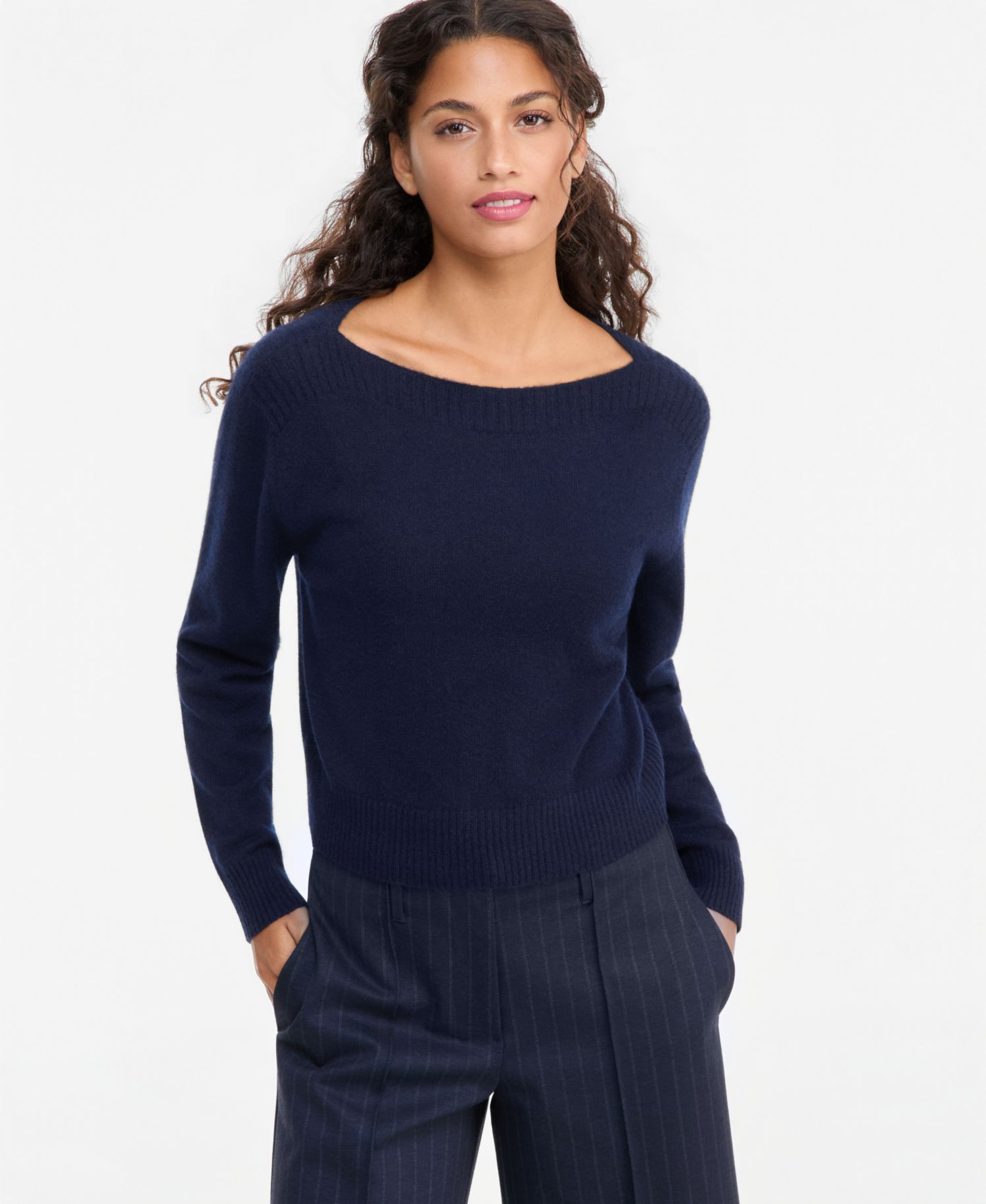 Plus Size 100% Cashmere Boat-Neck Sweater
