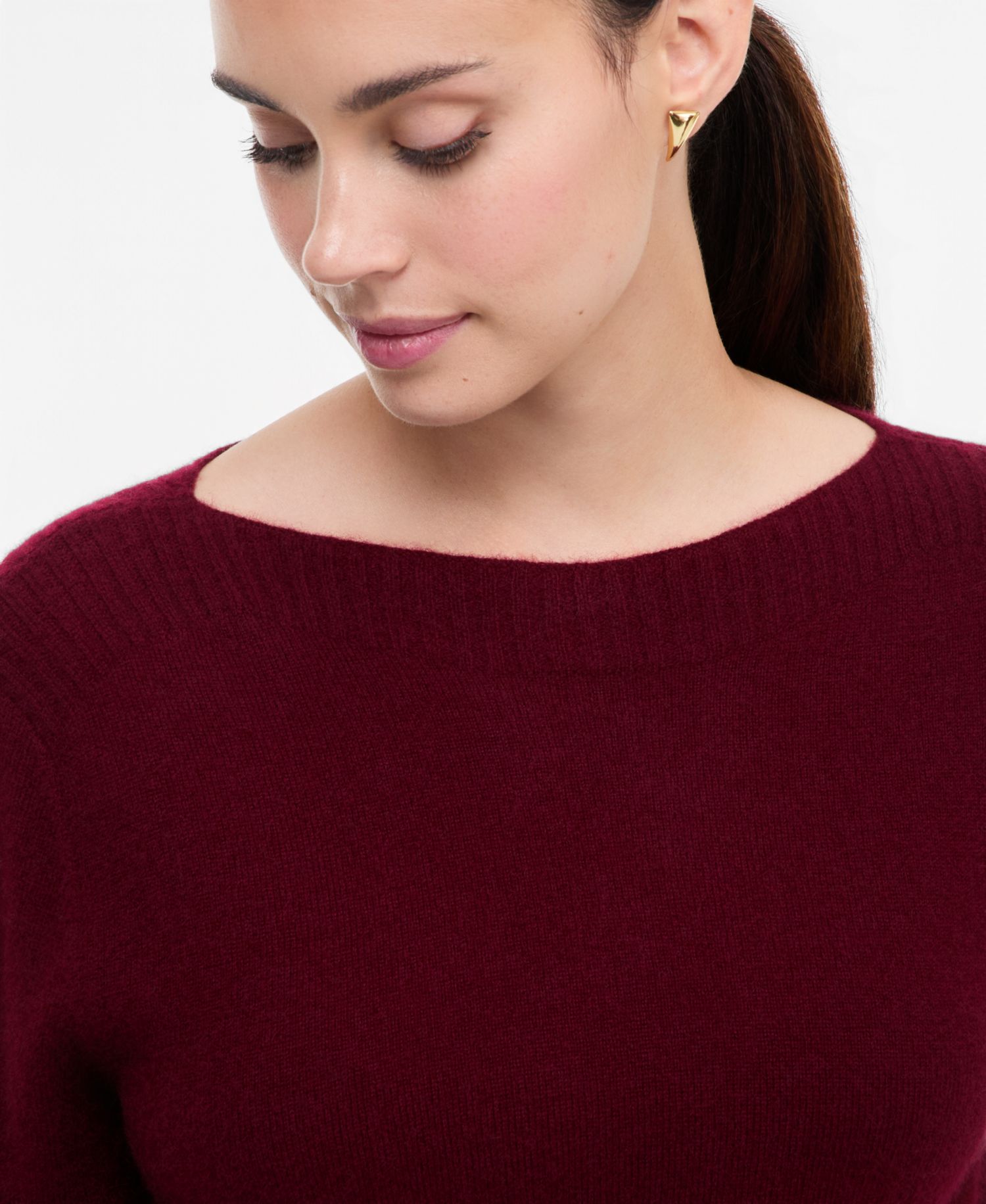 Plus Size 100% Cashmere Boat-Neck Sweater