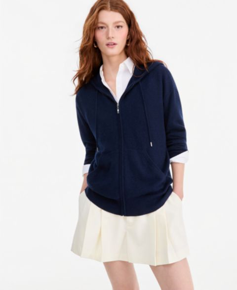 Женское худи Charter Club 100% Cashmere Zip, цвет: Тёмно-синий