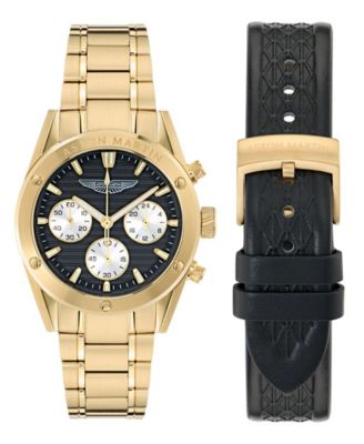 Men's Quartz Black Guilloche IP Yellow Gold Bracelet Watch 38mm
