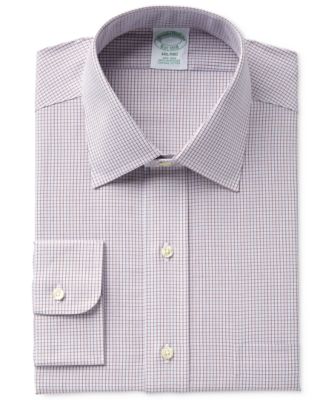 Brooks Brothers - Men's Milano Extra Slim-Fit Non-Iron Brown Micro-Check Dress Shirt