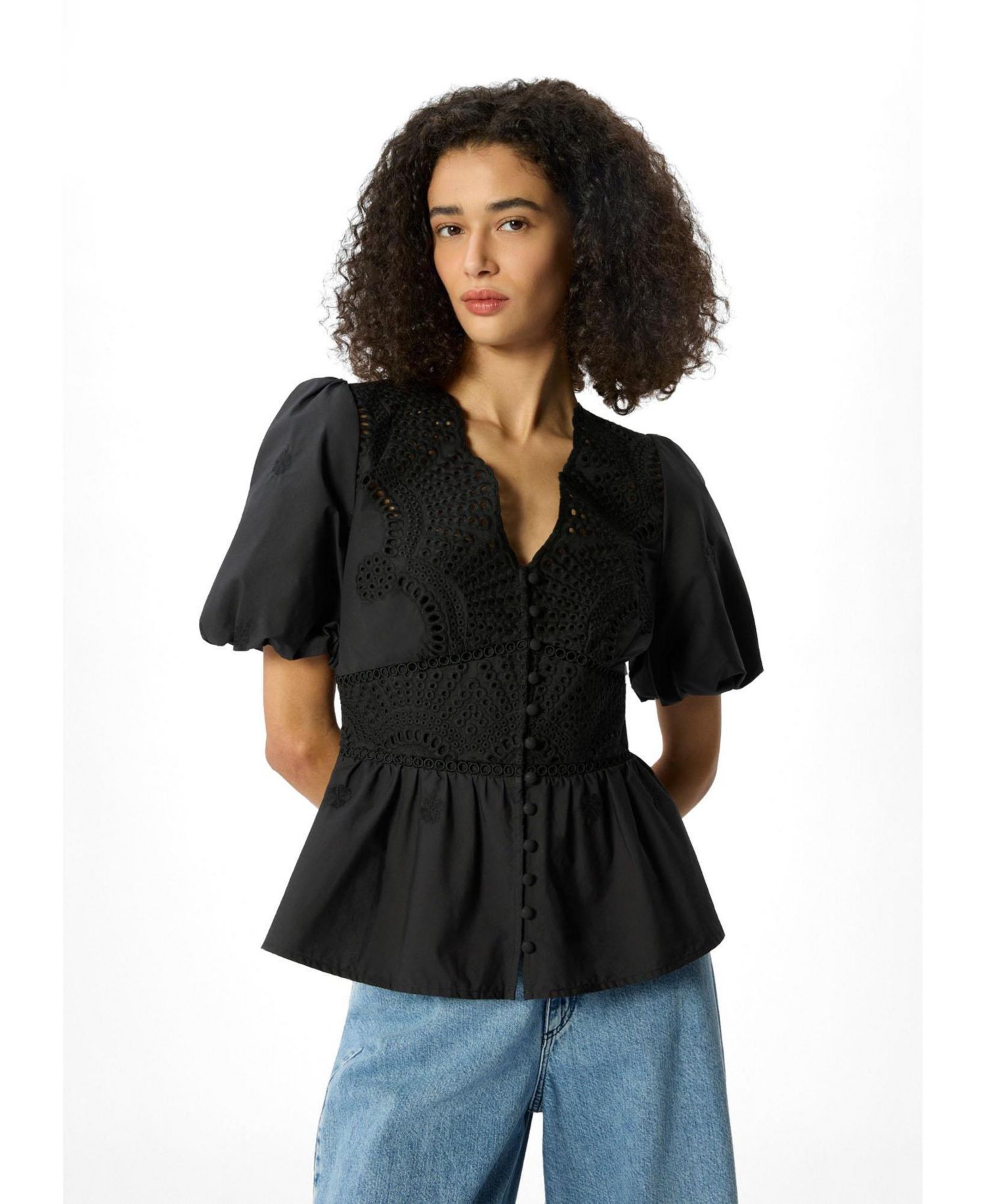Women's Cotton V-Neck Blouse