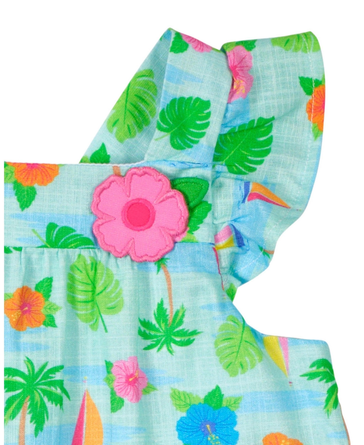 Florence Eiseman Toddler Girl Printed Linen Look Dress With Flower