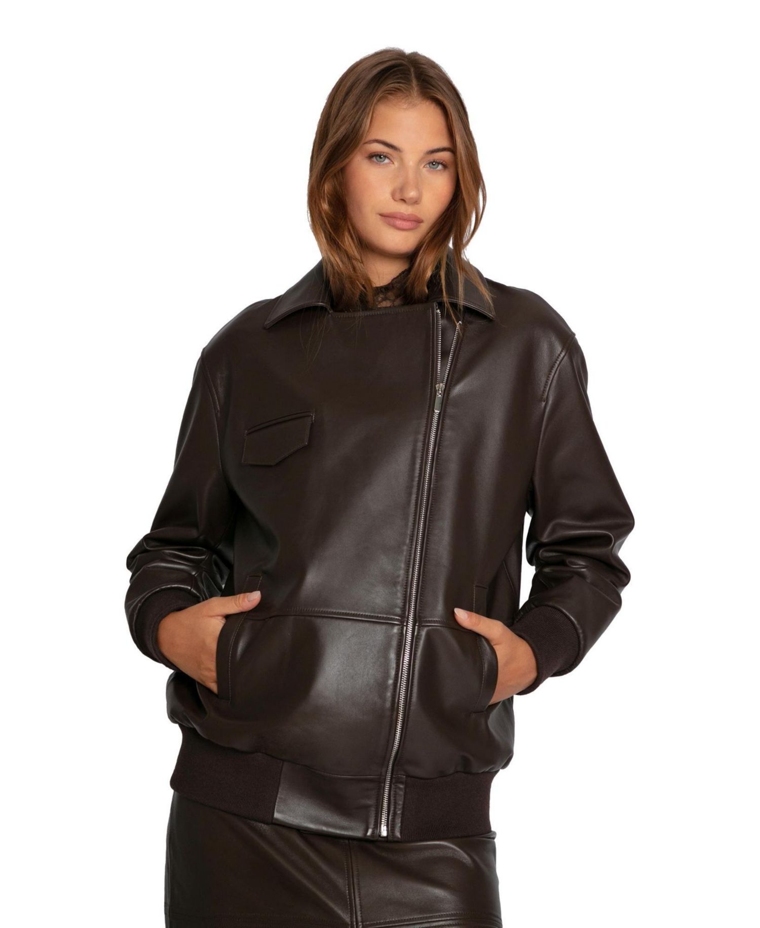 Women's Desert Moon Leather Bomber Jacket