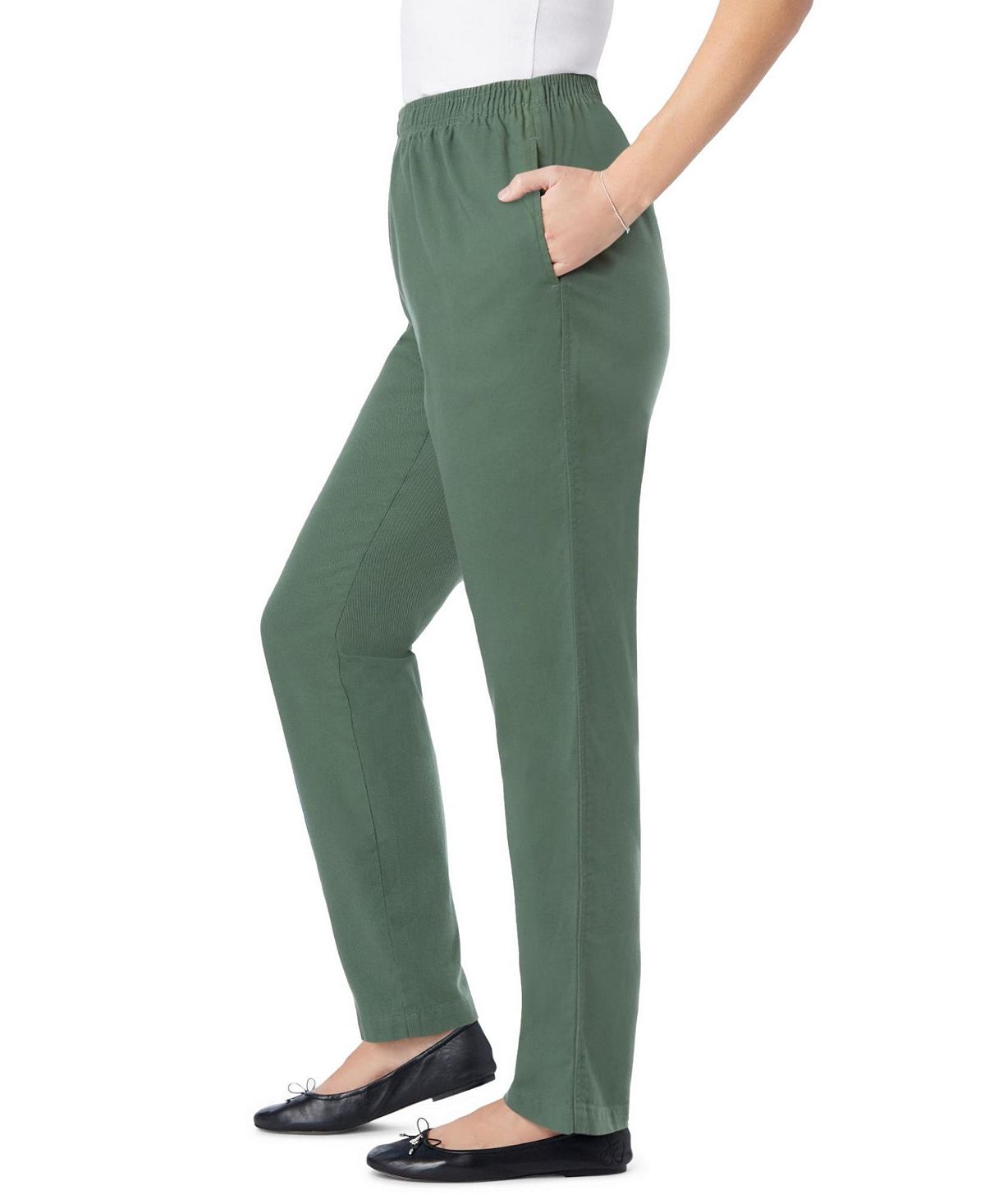 Woman Within Petite Within Straight-Leg All-Cotton Denim Pull-On 7-Day Elastic-Waist Jeans view 5 — MAYCSS fashion products