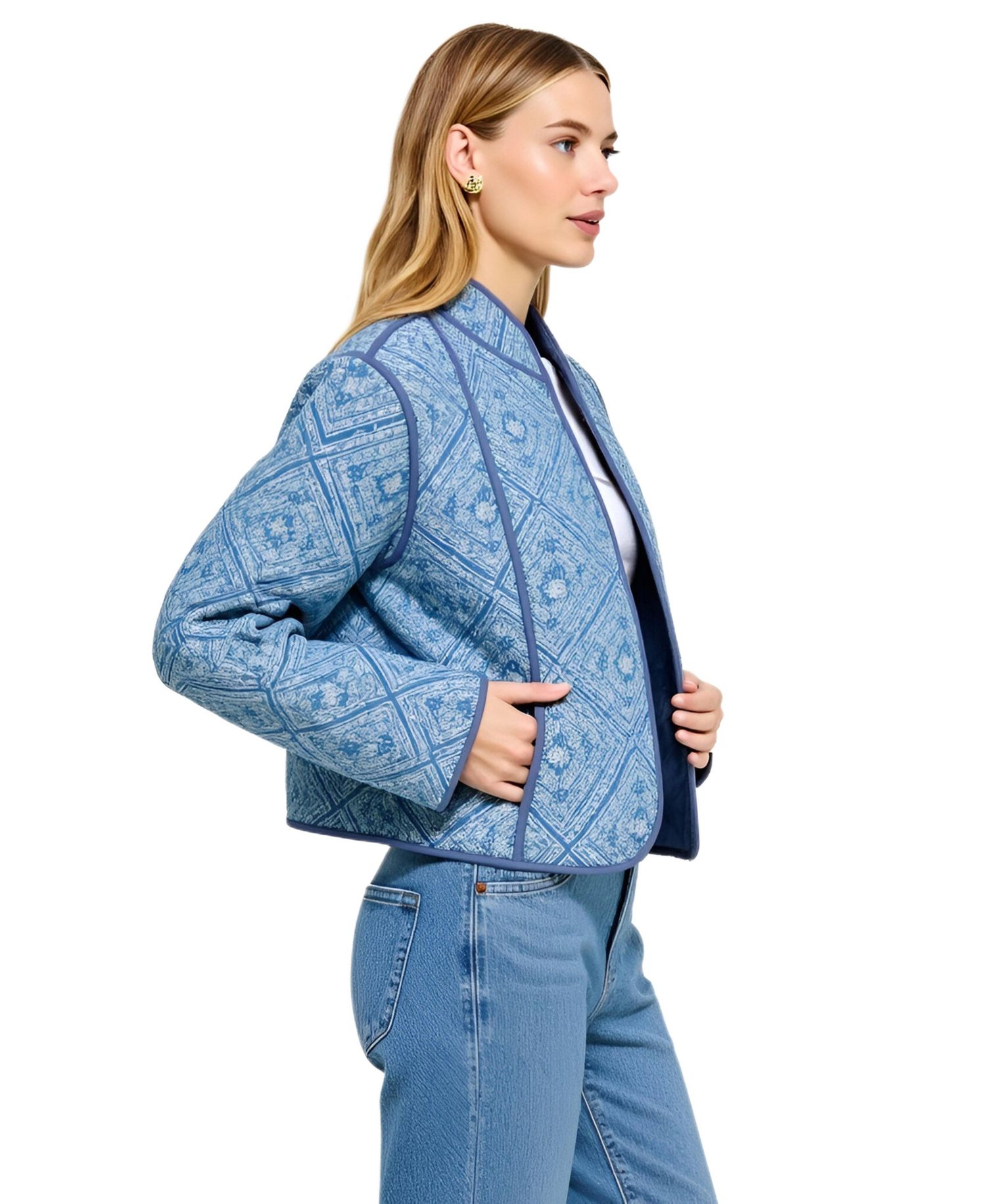Women's Diamond Quilted Open-Front Jacket