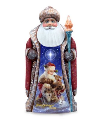 Woodcarved Hand Painted Santa Little Friends Figurine