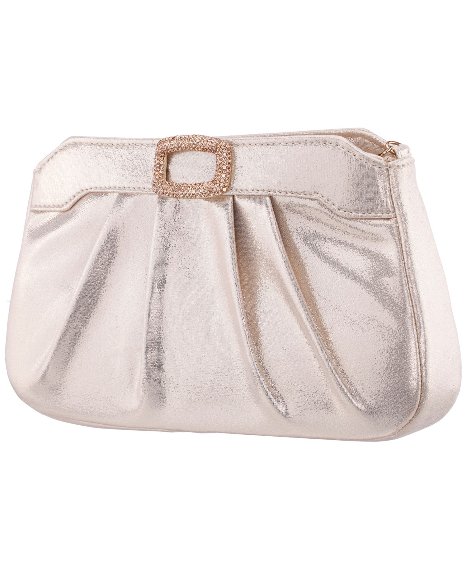 Amy Crystal Buckle Ornament Zip-Top Small Clutch Handbag