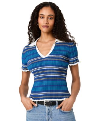 Women's Crinkle Knit Multi Strip Top