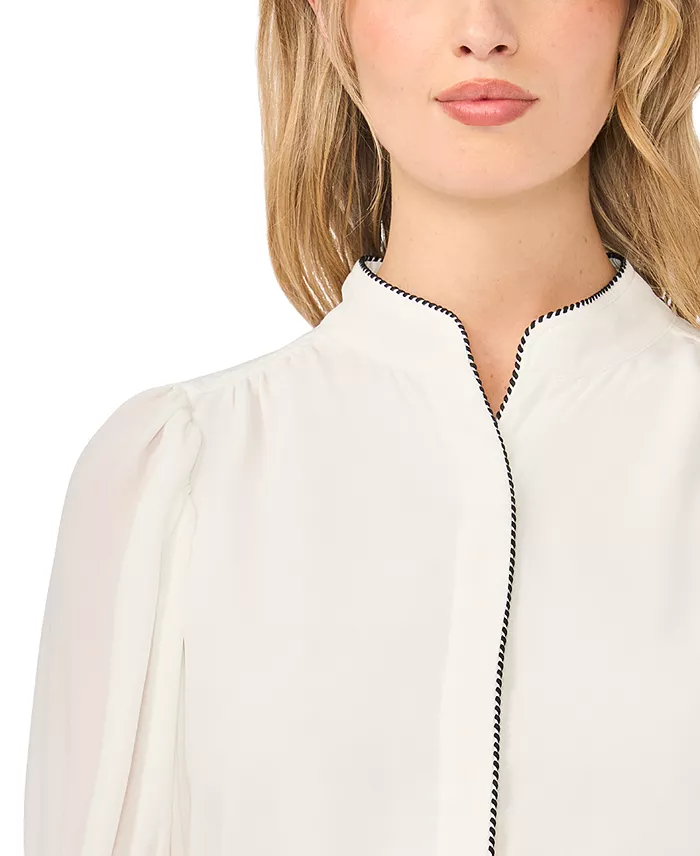 Women's Pearce Puff-Sleeve Open Collar Top - thumbnail 9