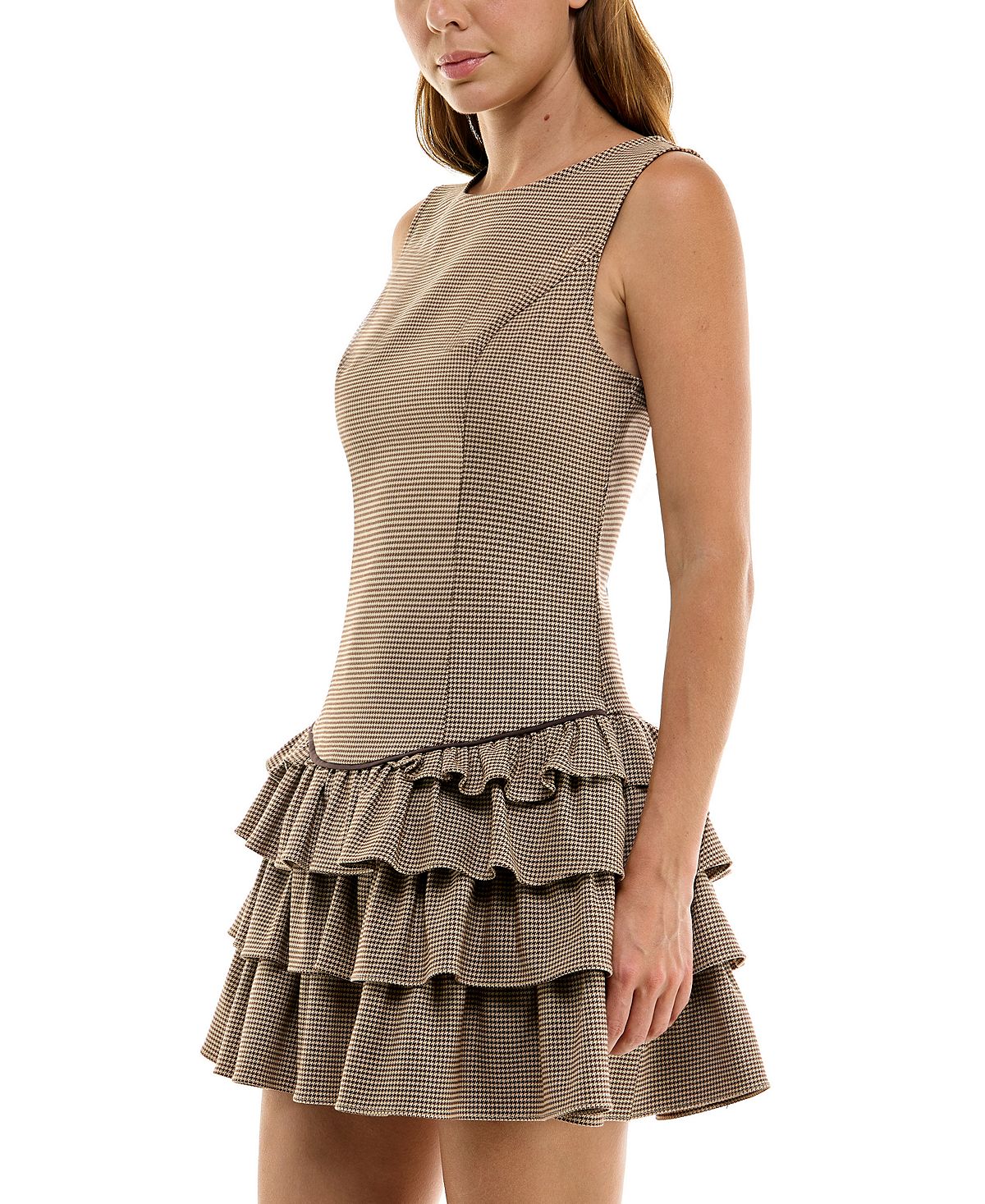 SENI & CADE Juniors' Houndstooth Boat Neck Short Dress view 2 — MAYCSS fashion products