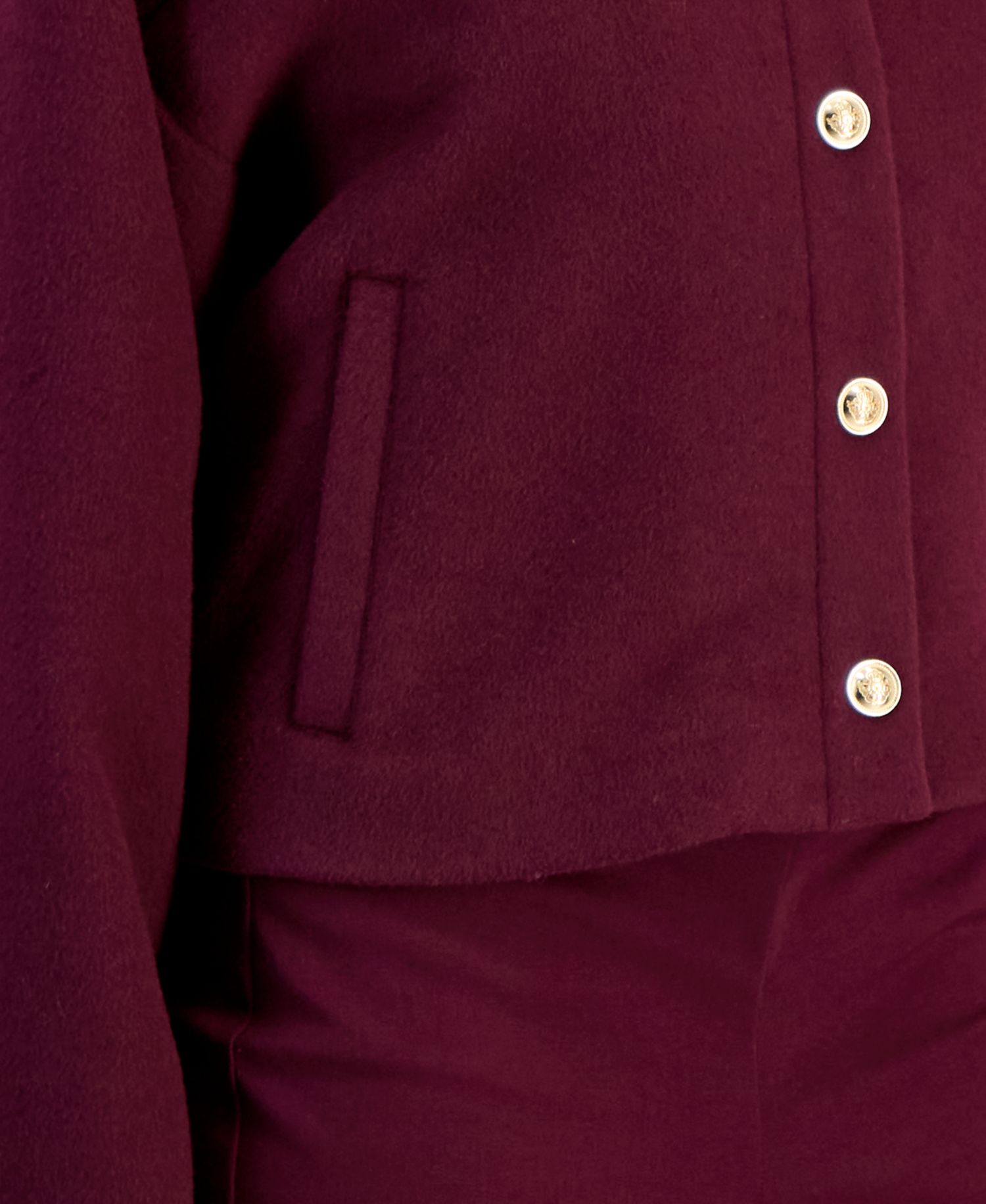 Petite Poly-Wool Blend Snap-Front Jacket