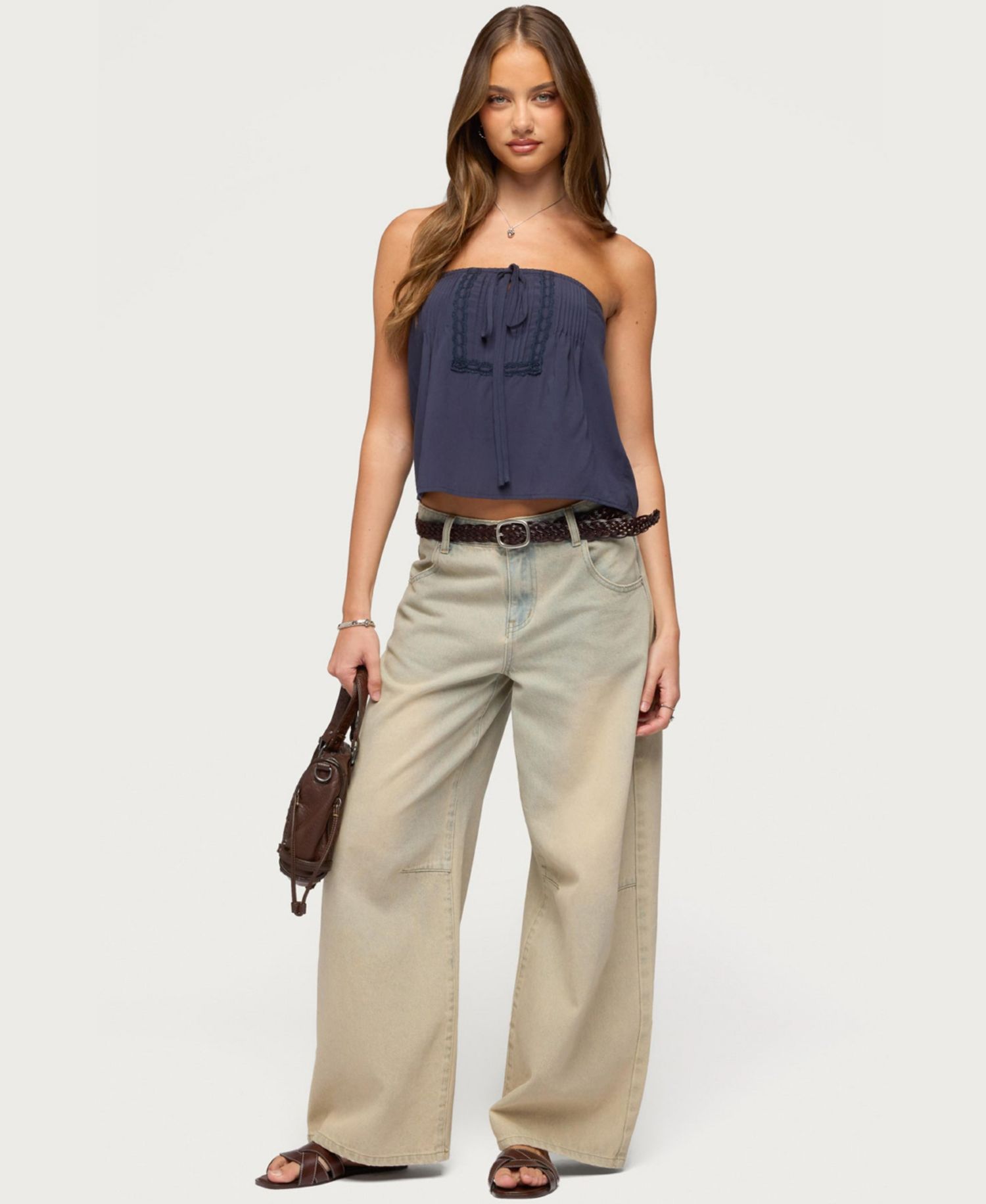 Women's Joycee Tie Front Strapless Top