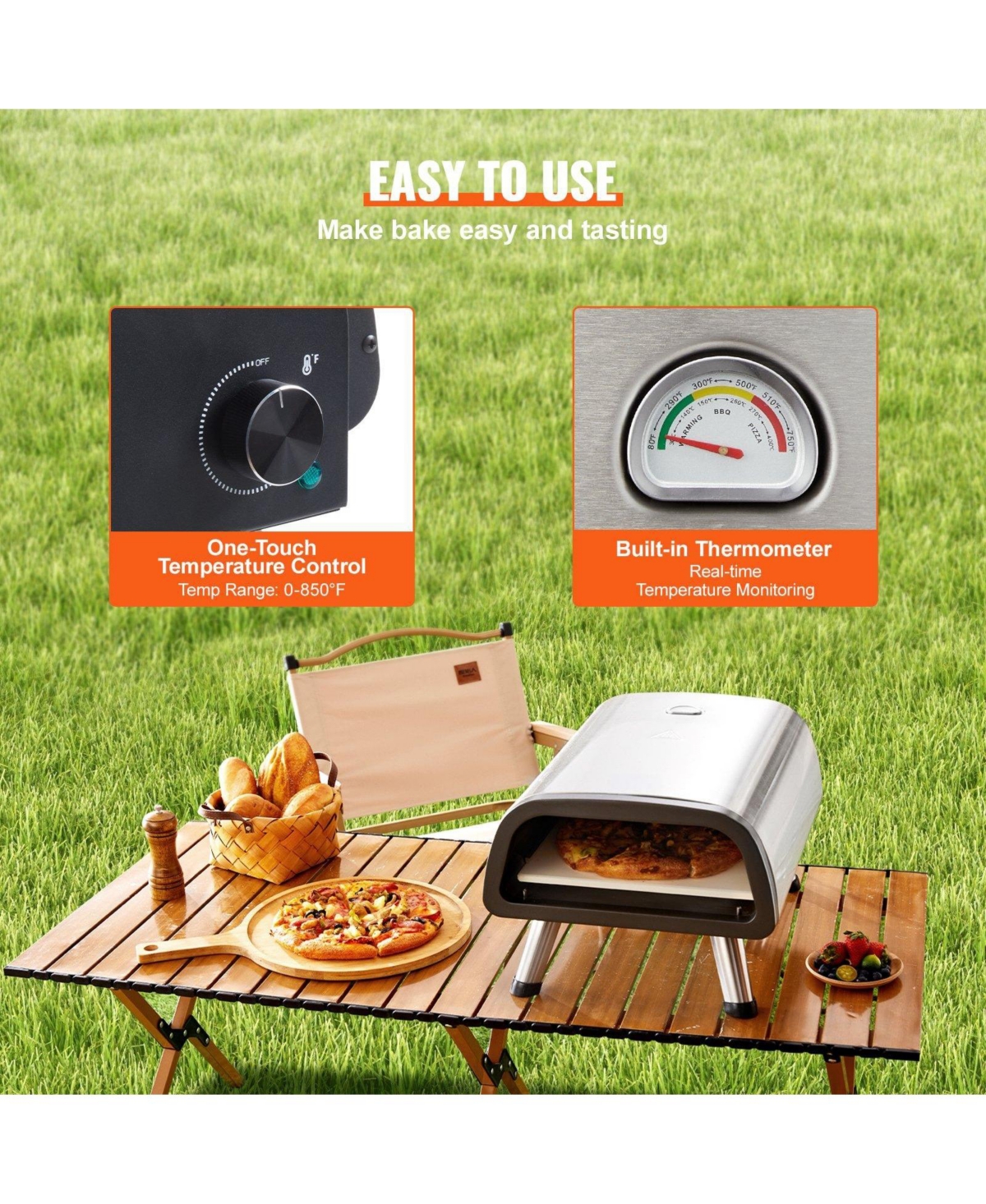 Cozito Countertop Electric Pizza Oven, 12 in Stainless Steel Pizza Maker with Stone and Spatula