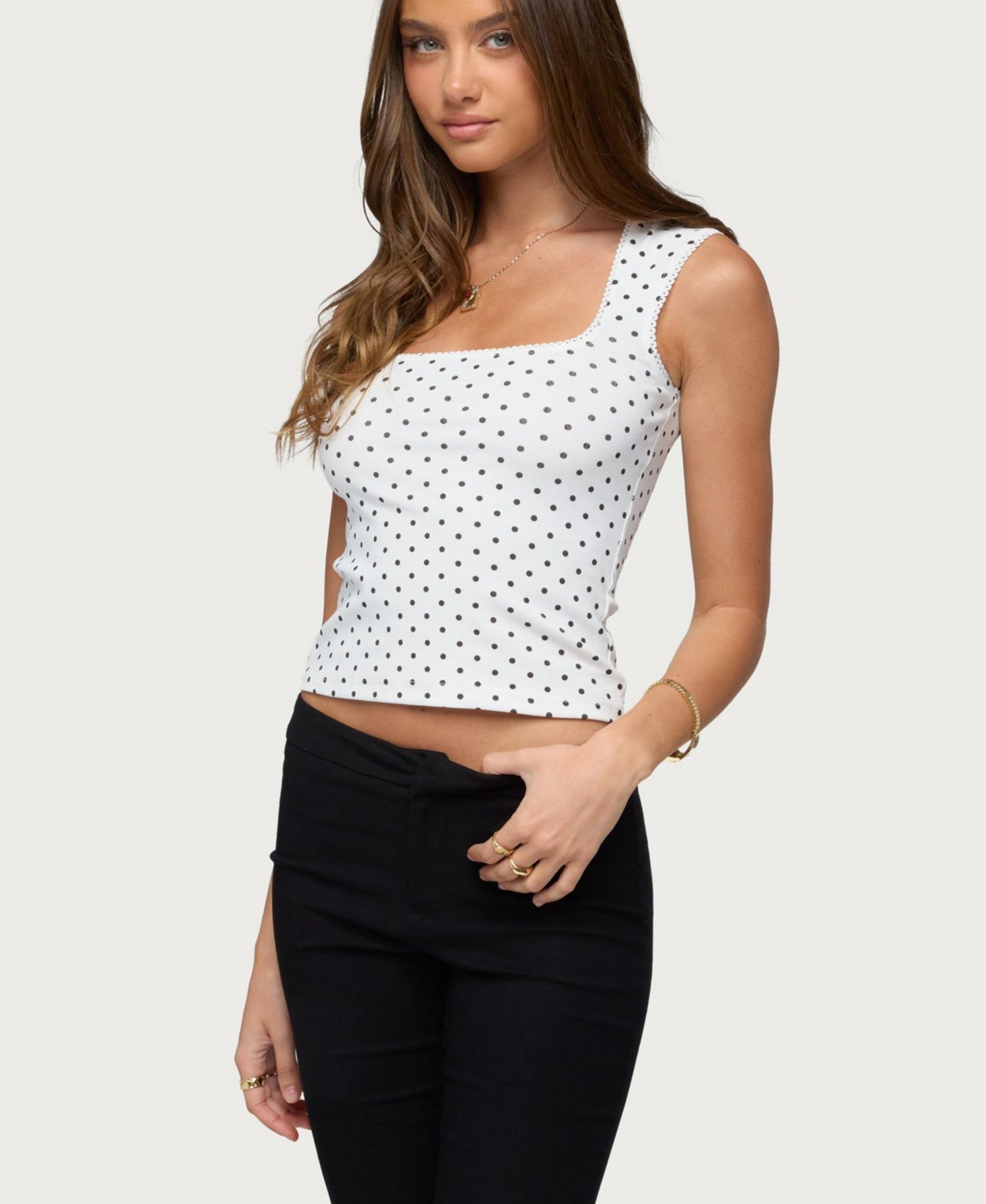 Women's Beena Polka Dot Square Neck Top
