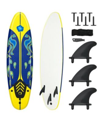 6 ft Foam Surfboard with 3 Detachable Fins, Leash, and Traction Pad