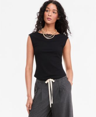 Women's Ribbed Boat-Neck Tank