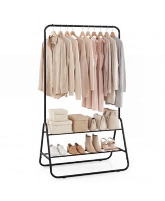 Heavy Duty Clothes Rack Metal Garment Rack with Hanging Rod and Storage Shelves