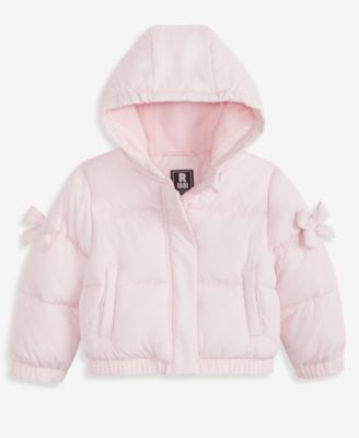 Little Girls' 2T-6X Bow-Sleeve Hooded Bomber Jacket