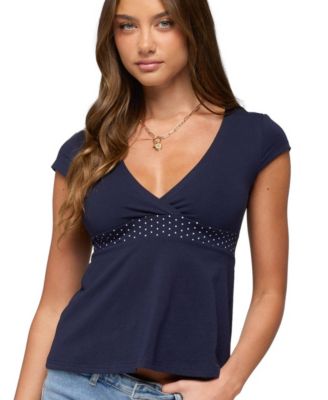 Women's Indygo Polka Dot V Neck Top