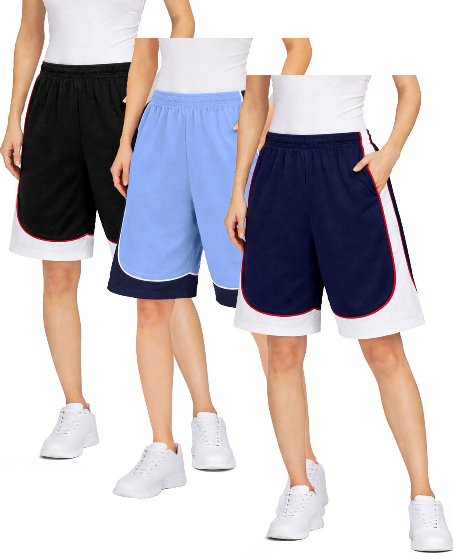 Women's Loose Fit Moisture-Wicking Performance Shorts-3 Pack