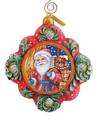 Hand Painted Scenic Ornament Gift Giver Santa