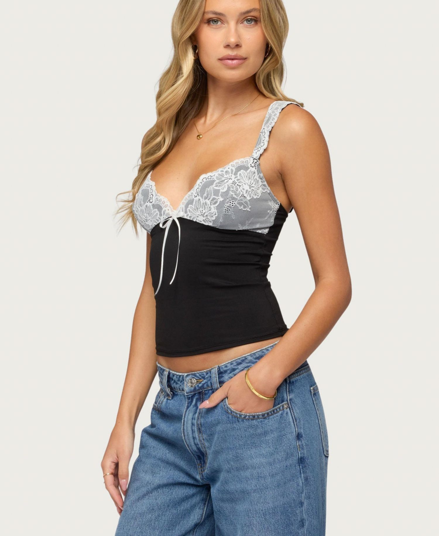 Women's Troya Contrast Lacey Top