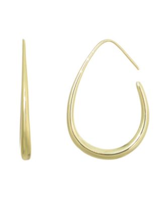 Gold Wire Drop Hoops with Stoppers Earrings