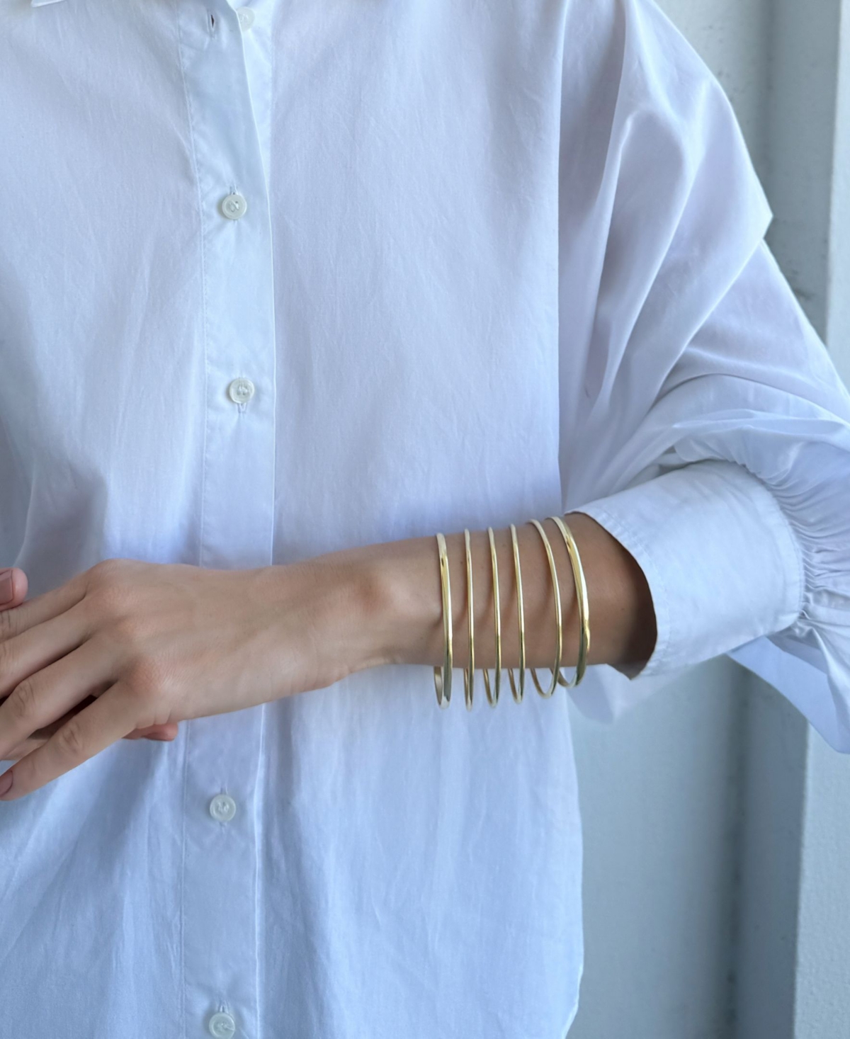 Adornia Gold-Plated Thin Bangle Bracelet 6-Piece Set