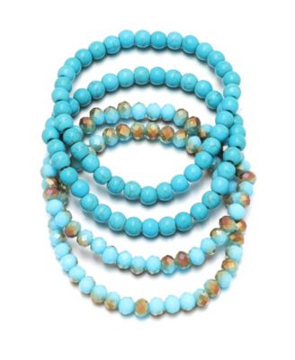 Crystal Turquoise Set of 4 Stretch Bracelets