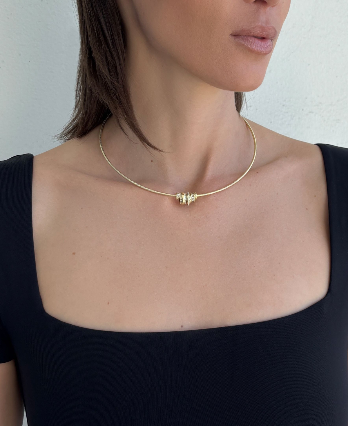 Adornia Gold Sliding Rings Collar Necklace