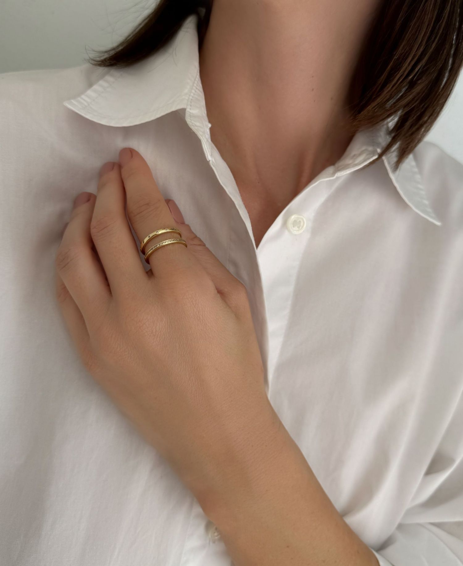 14k Gold 1/2 Eternity and Dotted Band Set of 2 Rings