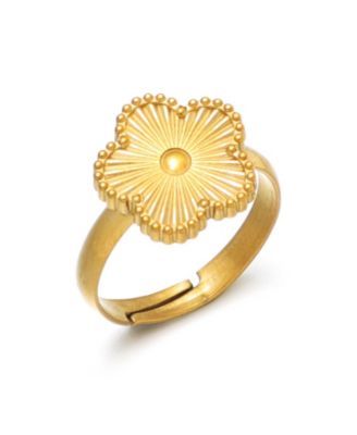 Tarnish Resistant Gold Adjustable 5-Leaf Clover Ring