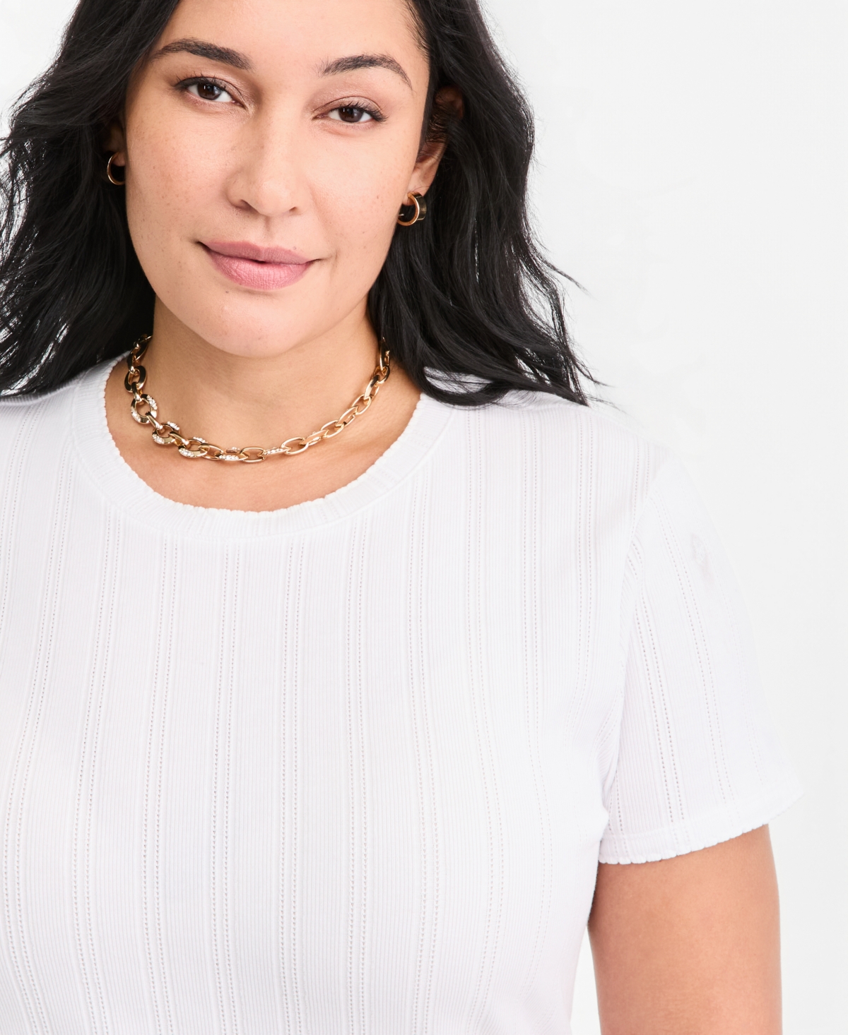 On 34th Plus Pointelle T-Shirt, Macy's Exclusive