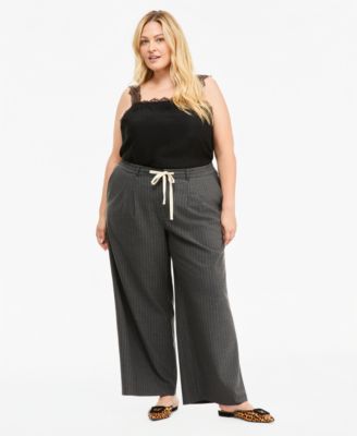 Trendy Plus Size Drawstring-Waist Wide-Leg Pants
