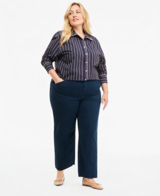 Plus Size Raw-Hem Straight-Leg Pants