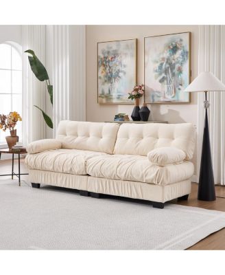 Modular Sectional Sofa, Deep Seat Cloud Couch with Plush Corduroy and Pillows