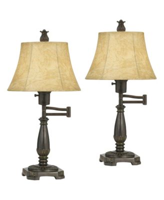 Andrea 22 1/2" High Small Farmhouse Rustic Desk Lamps Set of 2 Smart Socket Swing Arm Finish Metal