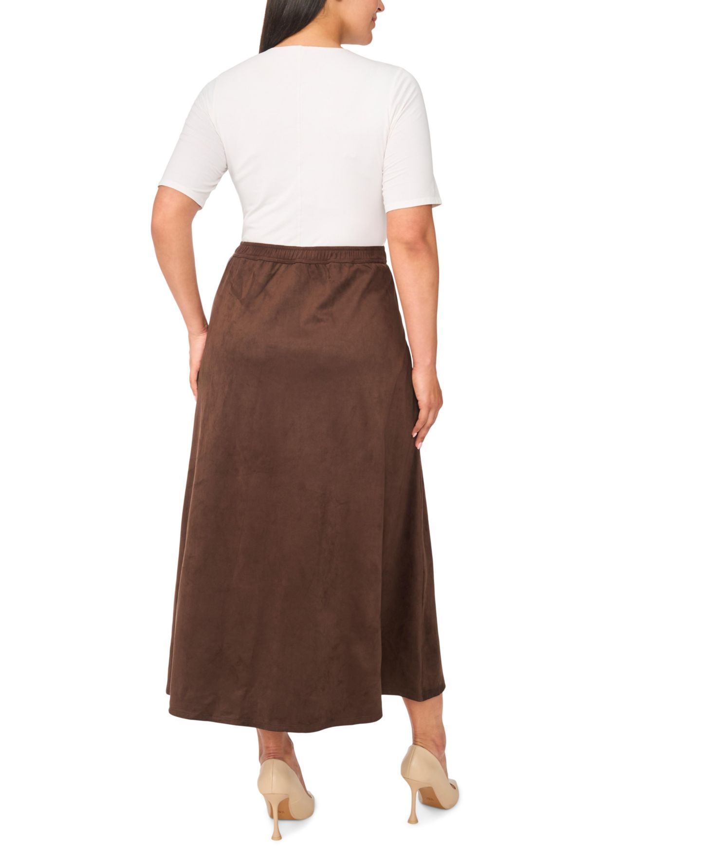 Женская юбка Vince Camuto Plus Size Center Seam A-Line, цвет: Насыщенный шоколадный — фото 4