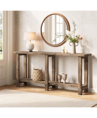 Solid Wood Console Table, 70.9-Inch Extra Long Wooden Sofa Table Behind Couch